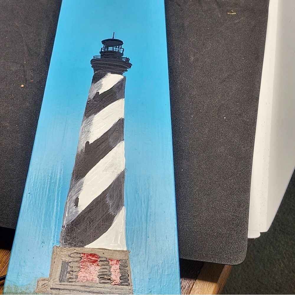 Hand Crafted Cape Hatteras Lighthouse Painting Art Picture Ocean Landscape - Picture 12 of 14